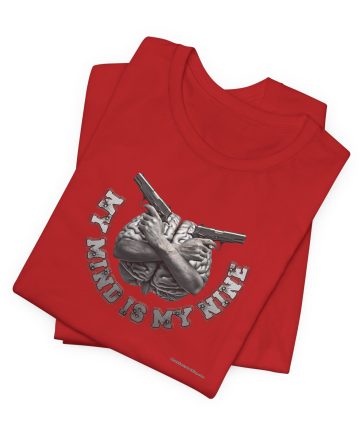 “My Mind Is My Weapon” Graphic Tee - Vintage Guns & Brain Design